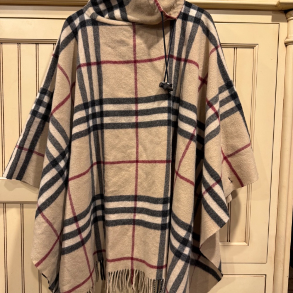 Burberry Wool Poncho Fringe